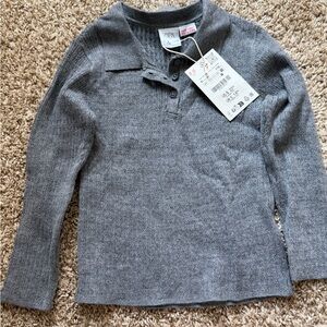 ZARA Kids Charcoal Gray Henley Knit Sweater